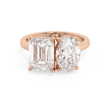 4.5 TCW Emerald & Oval Toi Et Moi Lab Grown Diamond Engagement Ring
