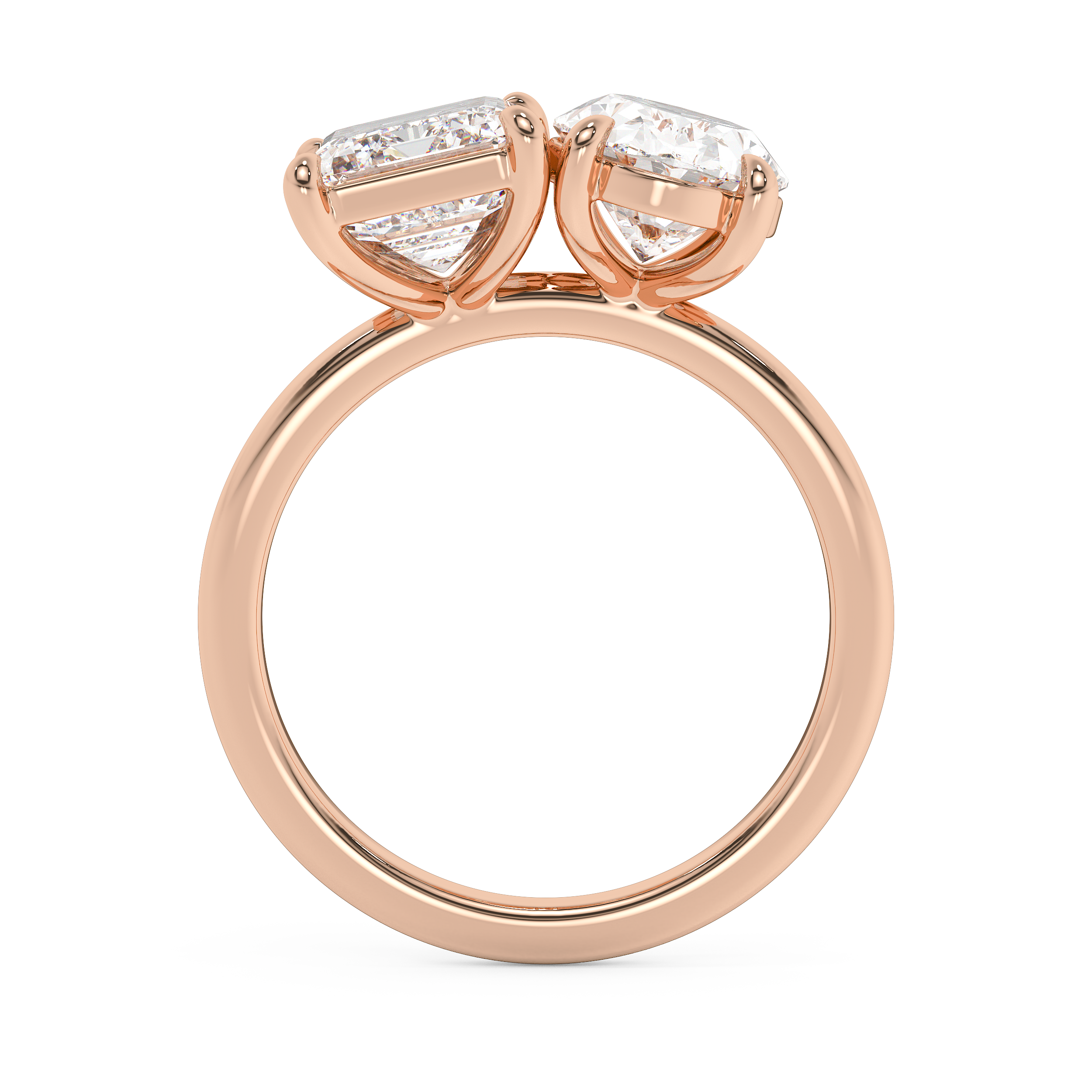 4.5 TCW Emerald & Oval Toi Et Moi Lab Grown Diamond Engagement Ring