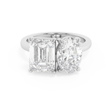 4.5 TCW Emerald & Oval Toi Et Moi Lab Grown Diamond Engagement Ring