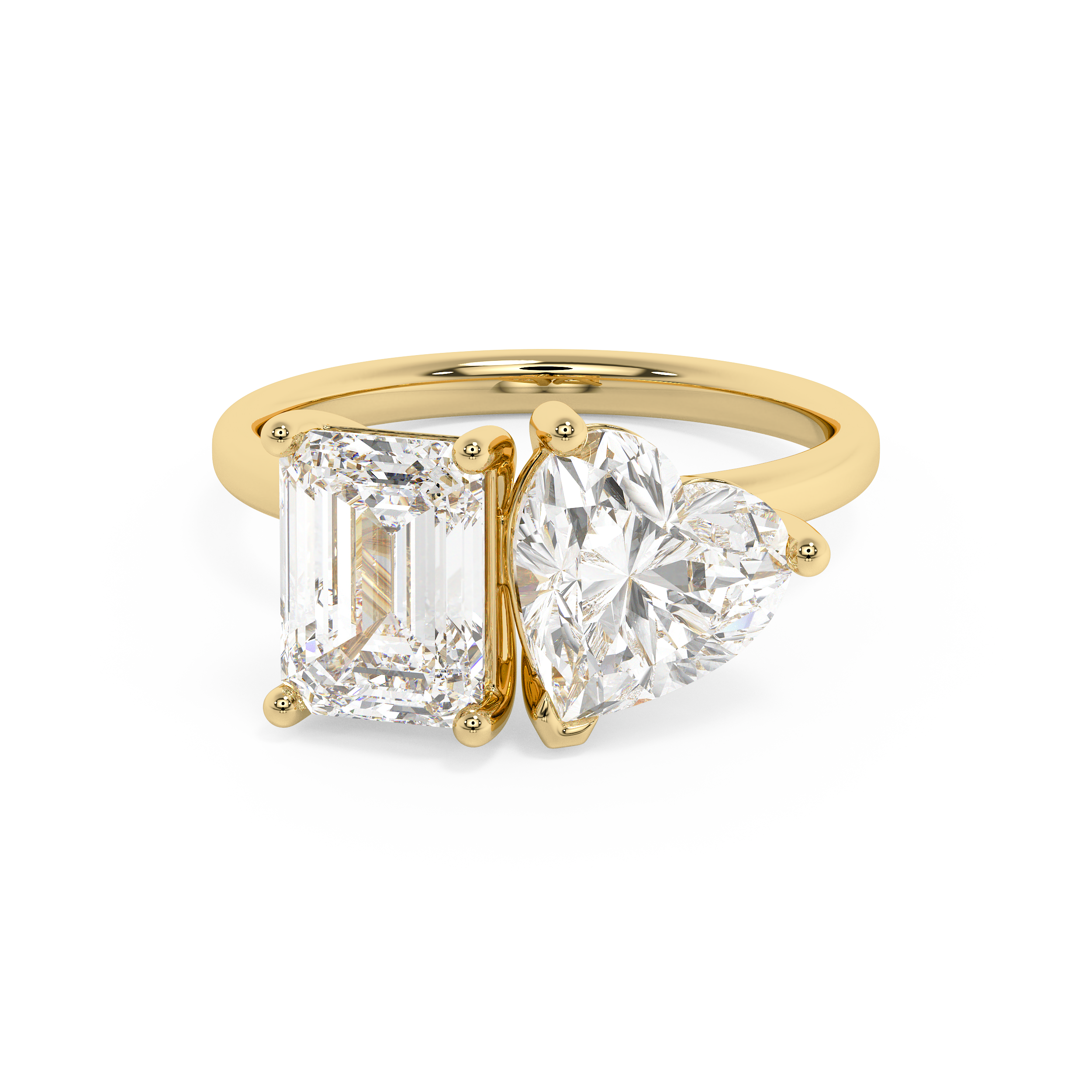 3.5 TCW Emerald & Heart Toi Et Moi Lab Grown Diamond Engagement Ring