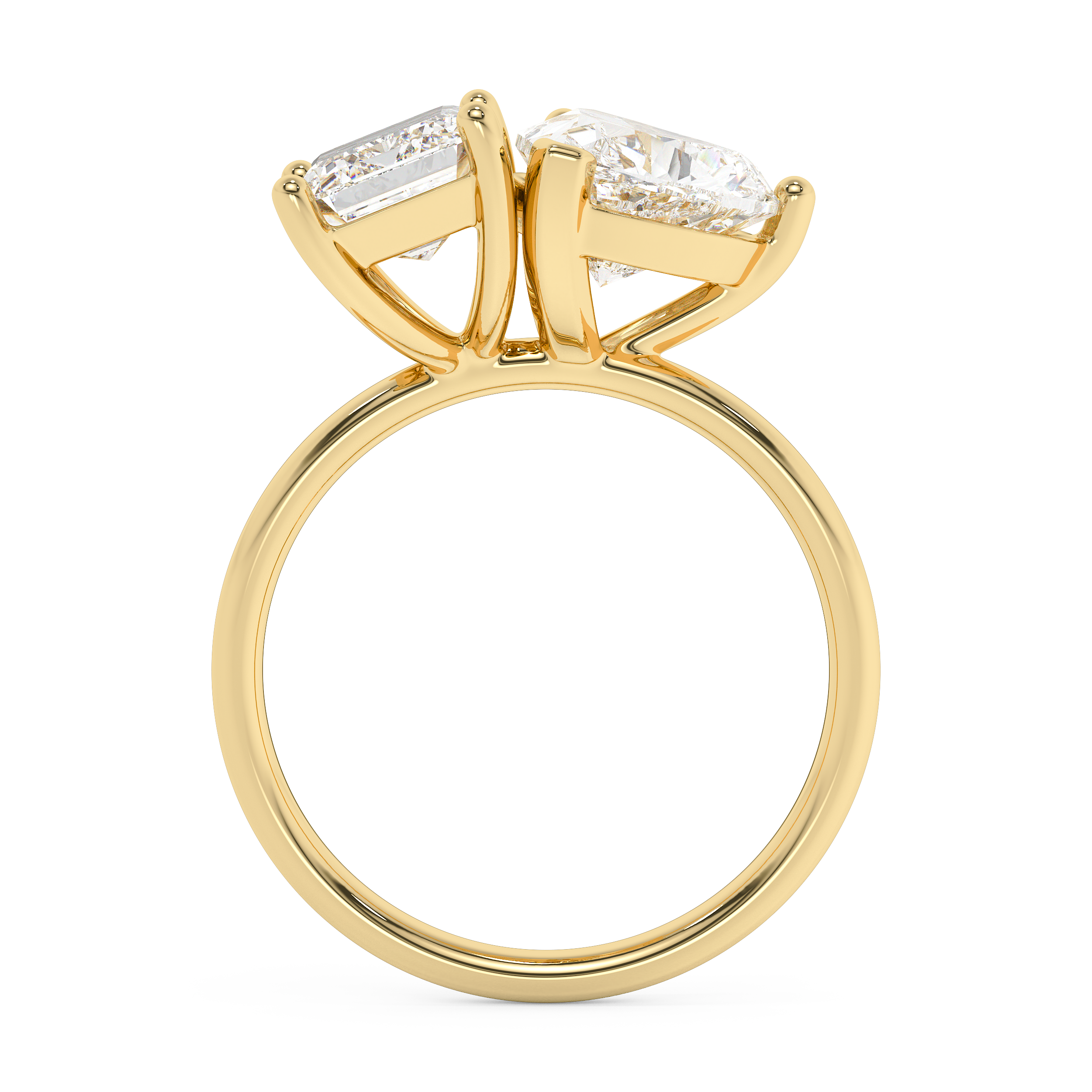 3.5 TCW Emerald & Heart Toi Et Moi Lab Grown Diamond Engagement Ring