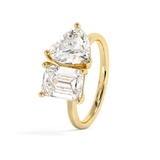 3.5 TCW Emerald & Heart Toi Et Moi Lab Grown Diamond Engagement Ring