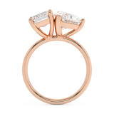 3.5 TCW Emerald & Heart Toi Et Moi Lab Grown Diamond Engagement Ring