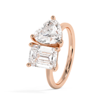 3.5 TCW Emerald & Heart Toi Et Moi Lab Grown Diamond Engagement Ring