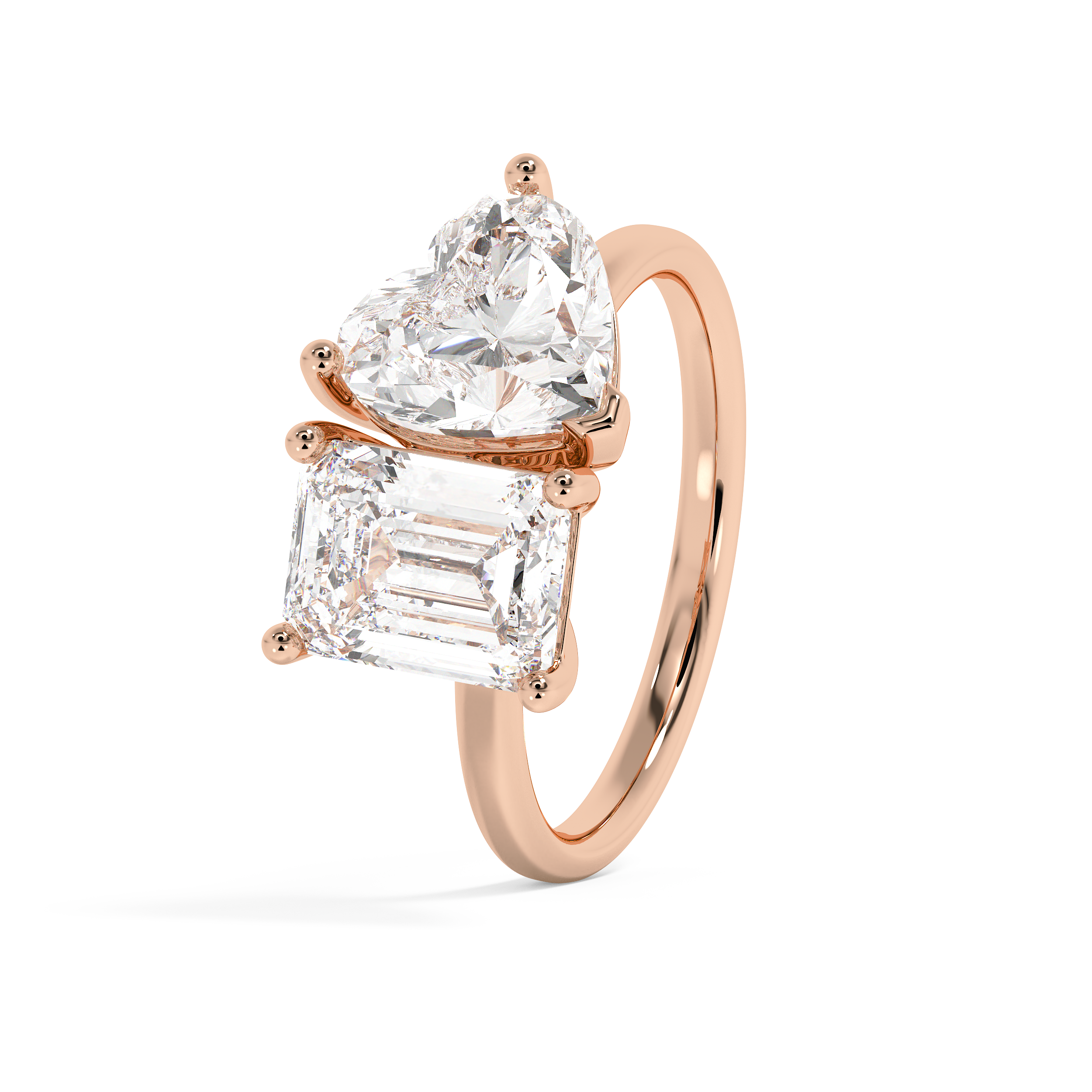 3.5 TCW Emerald & Heart Toi Et Moi Lab Grown Diamond Engagement Ring