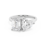 3.5 TCW Emerald & Heart Toi Et Moi Lab Grown Diamond Engagement Ring