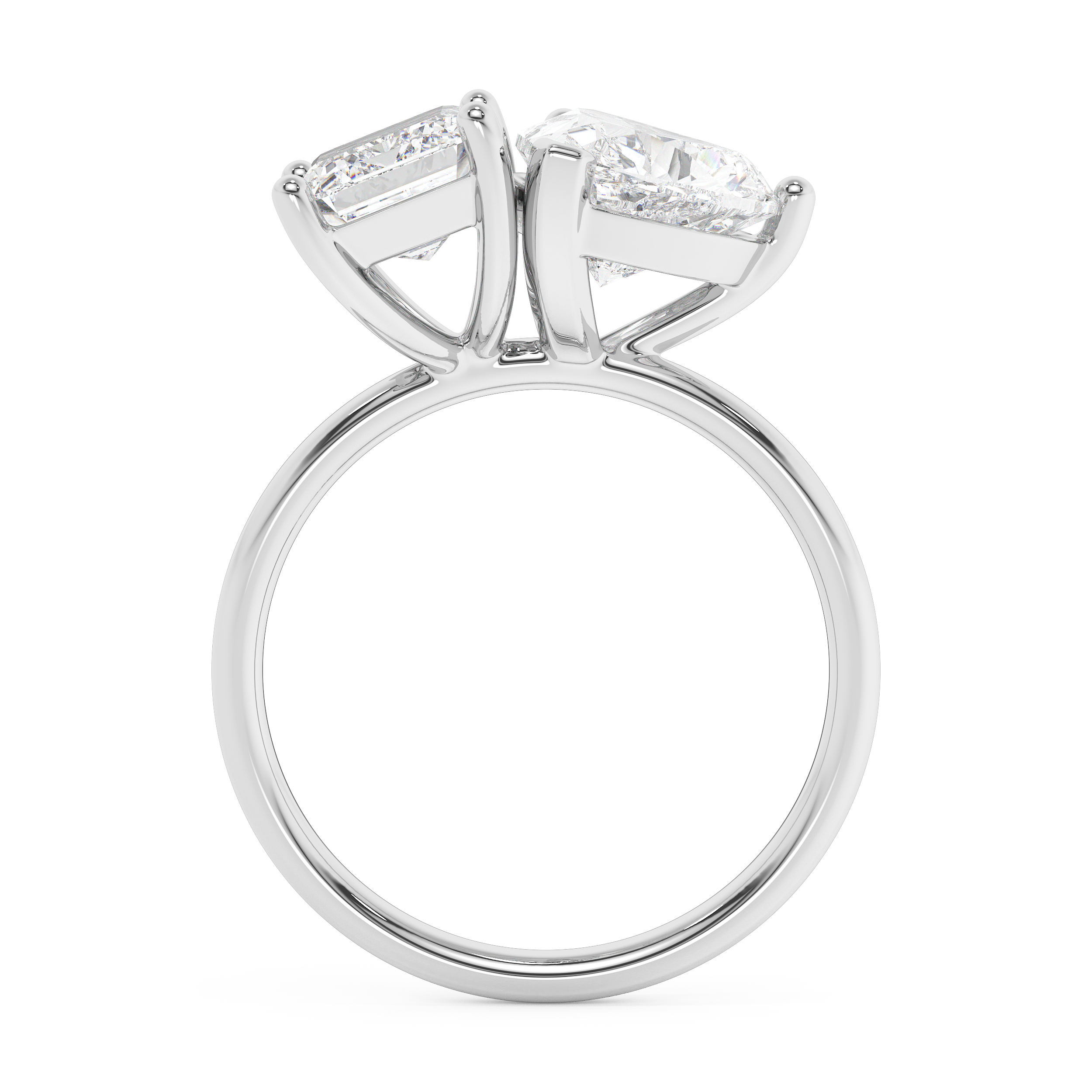 3.5 TCW Emerald & Heart Toi Et Moi Lab Grown Diamond Engagement Ring