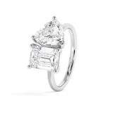 3.5 TCW Emerald & Heart Toi Et Moi Lab Grown Diamond Engagement Ring