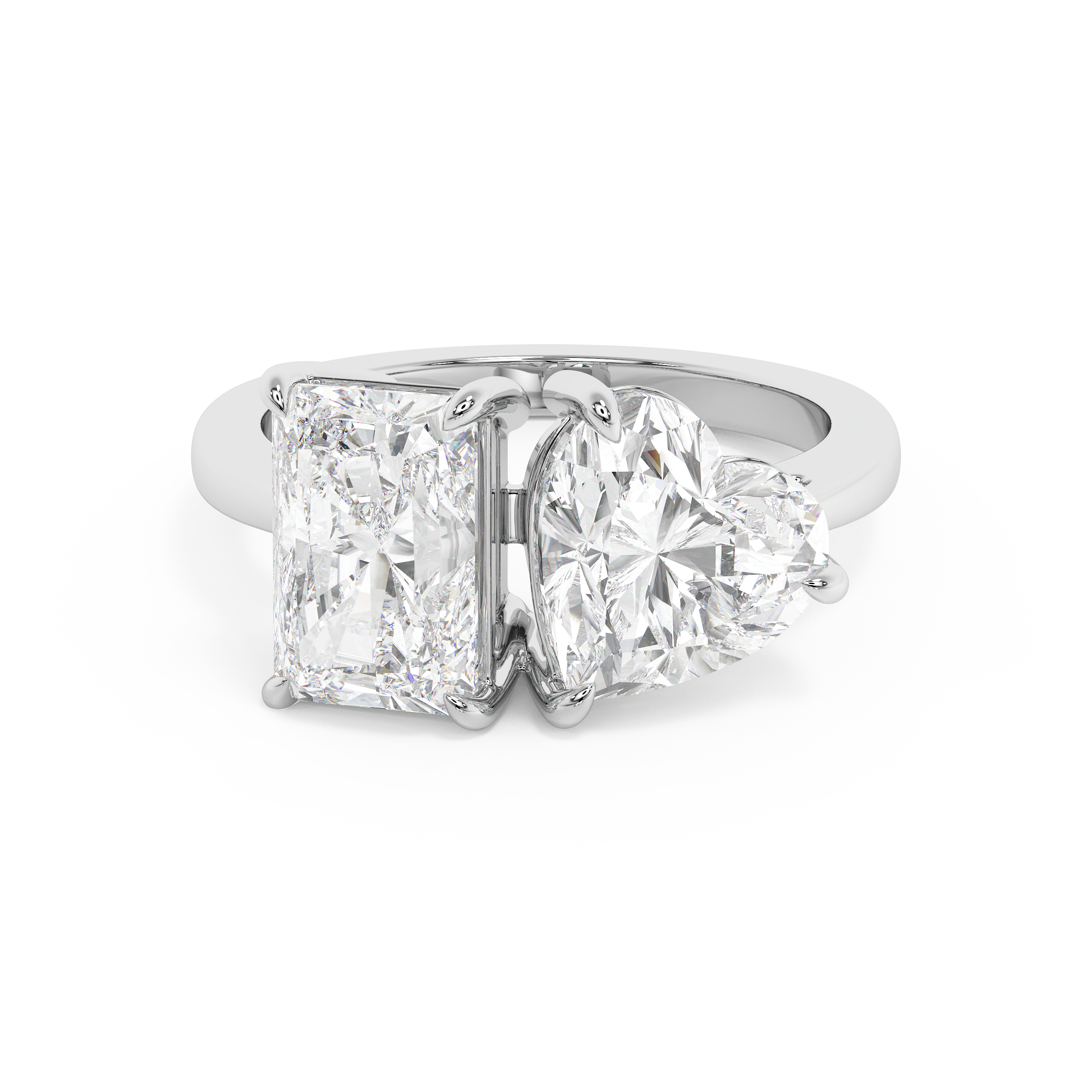 4.75 TCW Radiant & Heart Toi Et Moi Lab Grown Diamond Engagement Ring