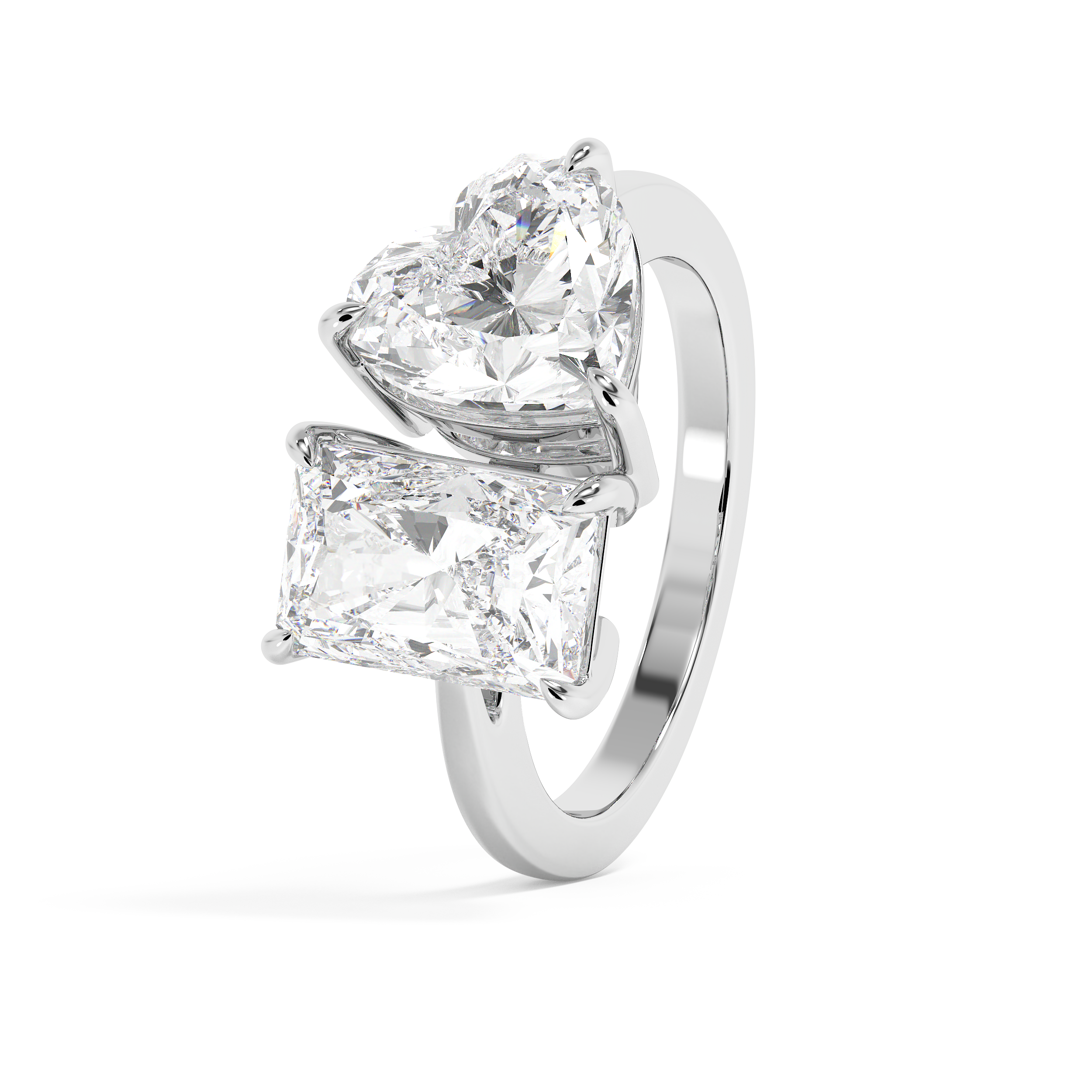 4.75 TCW Radiant & Heart Toi Et Moi Lab Grown Diamond Engagement Ring