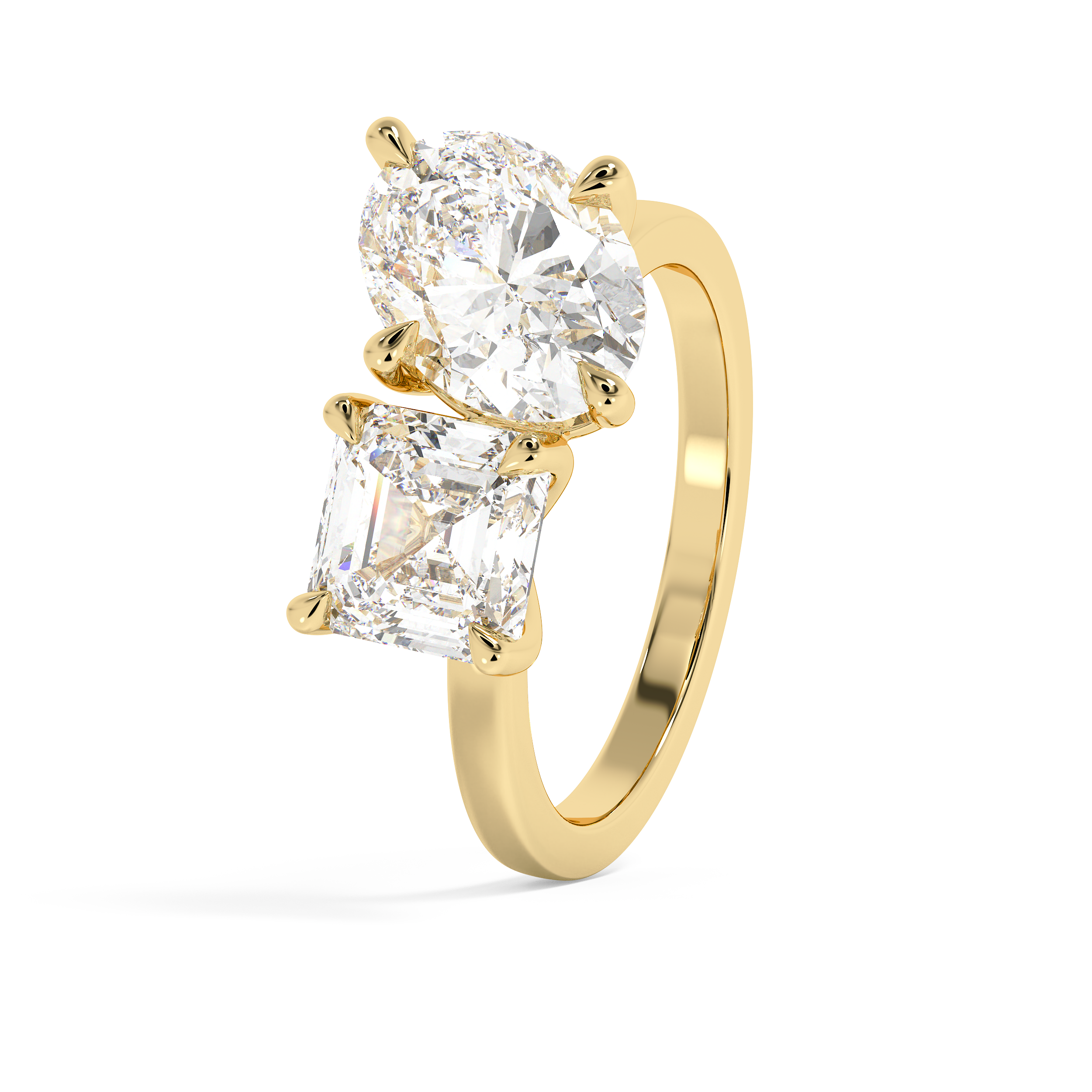 3.75 TCW Asscher & Oval Toi Et Moi Lab Grown Diamond Engagement Ring