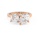 3.75 TCW Asscher & Oval Toi Et Moi Lab Grown Diamond Engagement Ring