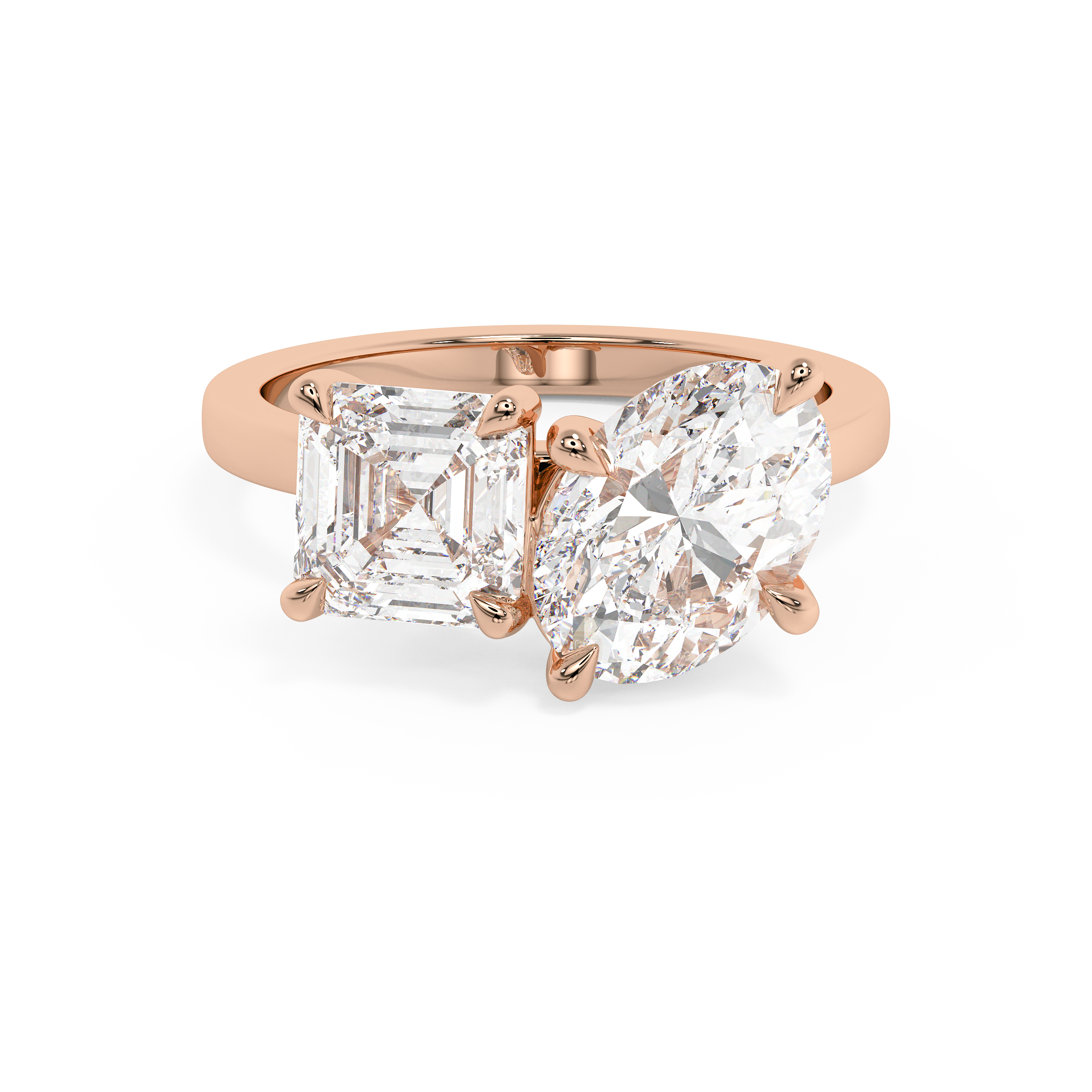 3.75 TCW Asscher & Oval Toi Et Moi Lab Grown Diamond Engagement Ring
