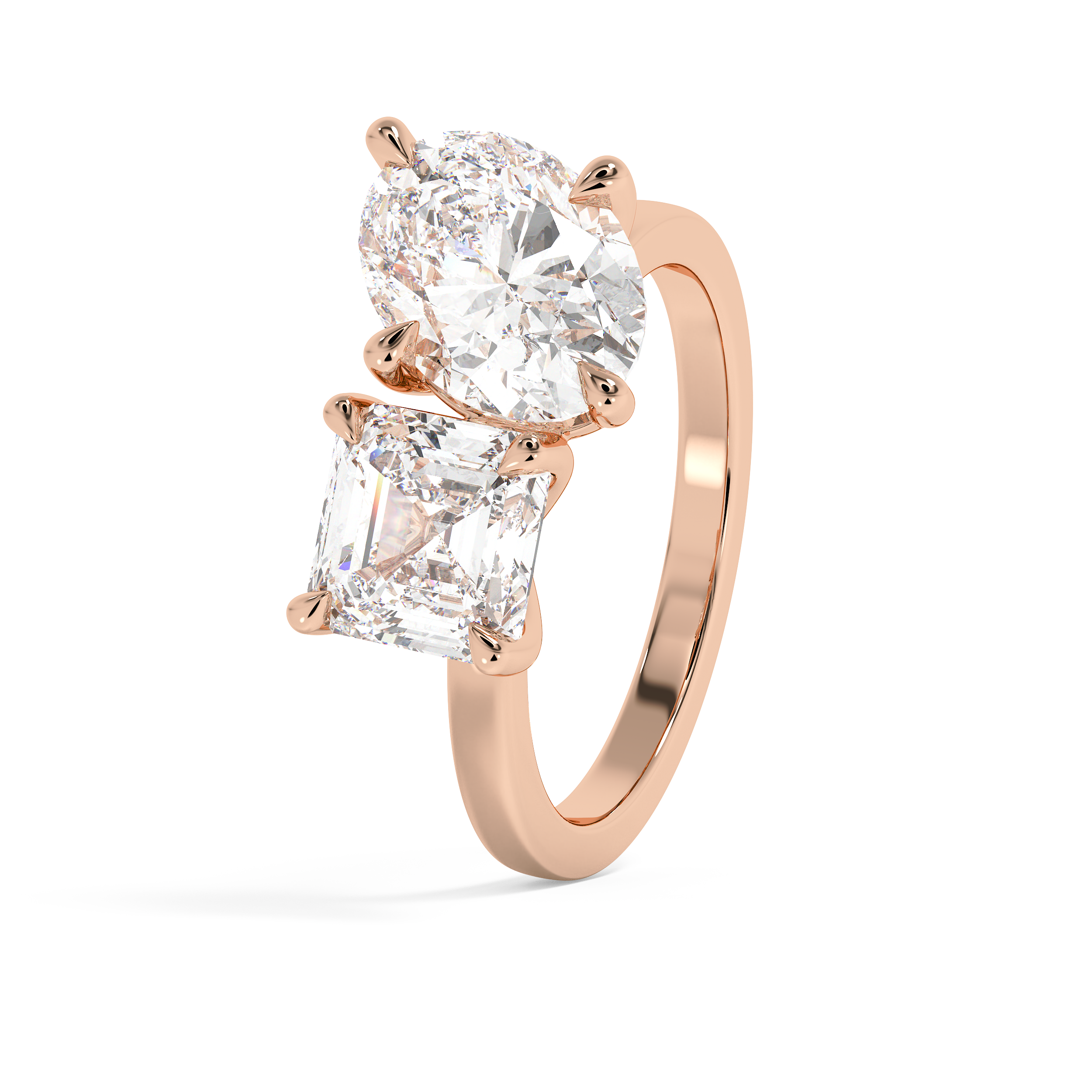 3.75 TCW Asscher & Oval Toi Et Moi Lab Grown Diamond Engagement Ring