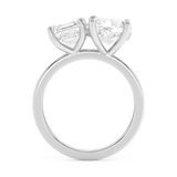 3.75 TCW Asscher & Oval Toi Et Moi Lab Grown Diamond Engagement Ring