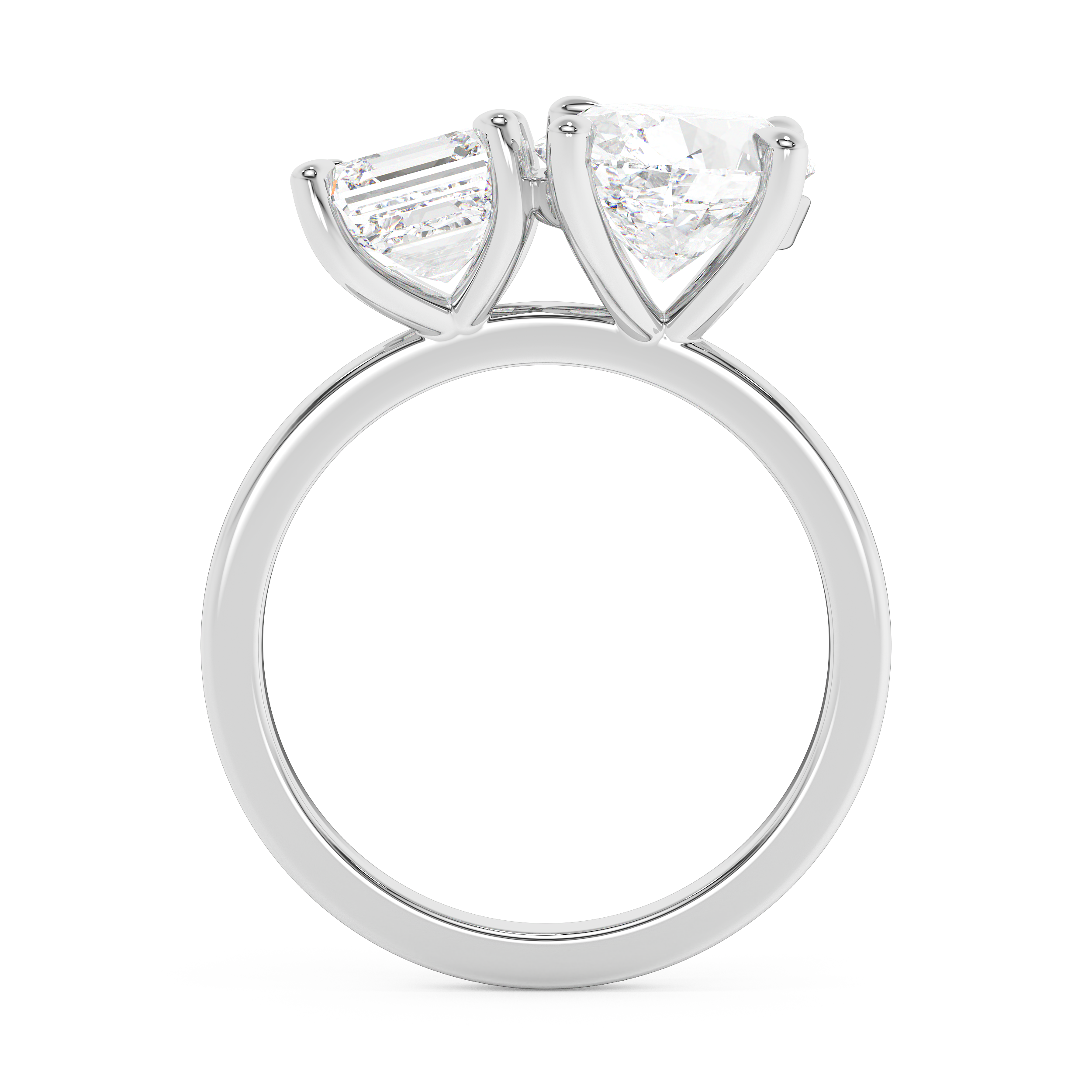 3.75 TCW Asscher & Oval Toi Et Moi Lab Grown Diamond Engagement Ring
