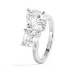 3.75 TCW Asscher & Oval Toi Et Moi Lab Grown Diamond Engagement Ring