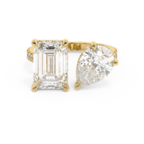 5 TCW Emerald & Pear Toi Et Moi Pave Lab Grown Diamond Engagement Ring