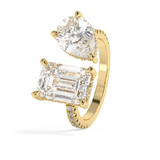 5 TCW Emerald & Pear Toi Et Moi Pave Lab Grown Diamond Engagement Ring