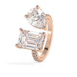 5 TCW Emerald & Pear Toi Et Moi Pave Lab Grown Diamond Engagement Ring
