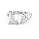 5 TCW Emerald & Pear Toi Et Moi Pave Lab Grown Diamond Engagement Ring