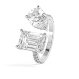 5 TCW Emerald & Pear Toi Et Moi Pave Lab Grown Diamond Engagement Ring
