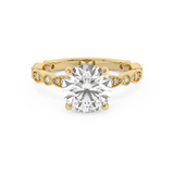 Round Milgrain Pave Lab Grown Diamond Engagement Ring