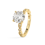 Round Milgrain Pave Lab Grown Diamond Engagement Ring