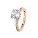 Round Milgrain Pave Lab Grown Diamond Engagement Ring