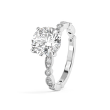 Round Milgrain Pave Lab Grown Diamond Engagement Ring