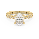 Oval Milgrain Pave Lab Grown Diamond Engagement Ring