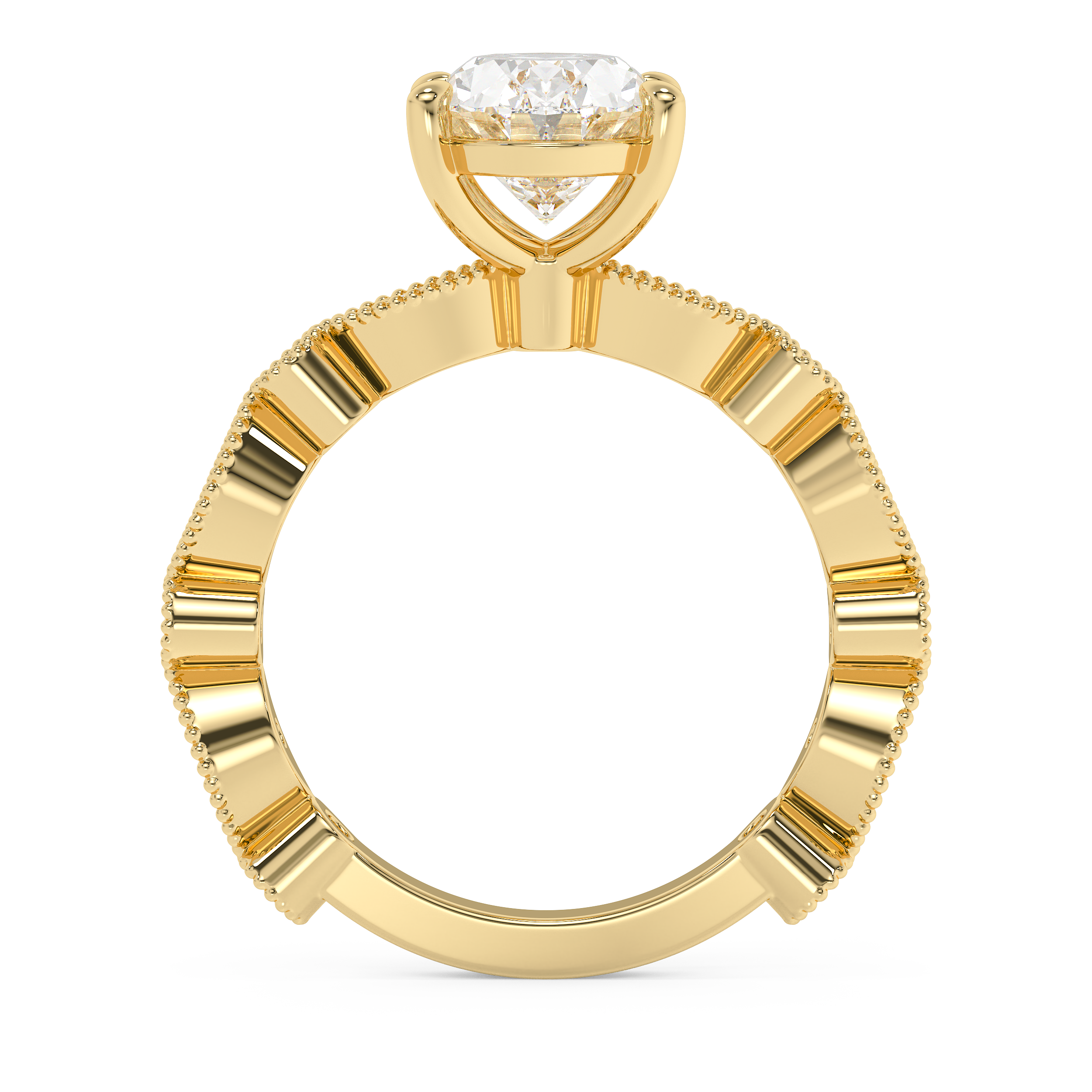 Oval Milgrain Pave Lab Grown Diamond Engagement Ring