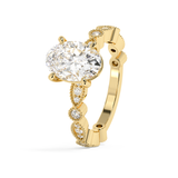 Oval Milgrain Pave Lab Grown Diamond Engagement Ring