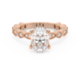 Oval Milgrain Pave Lab Grown Diamond Engagement Ring
