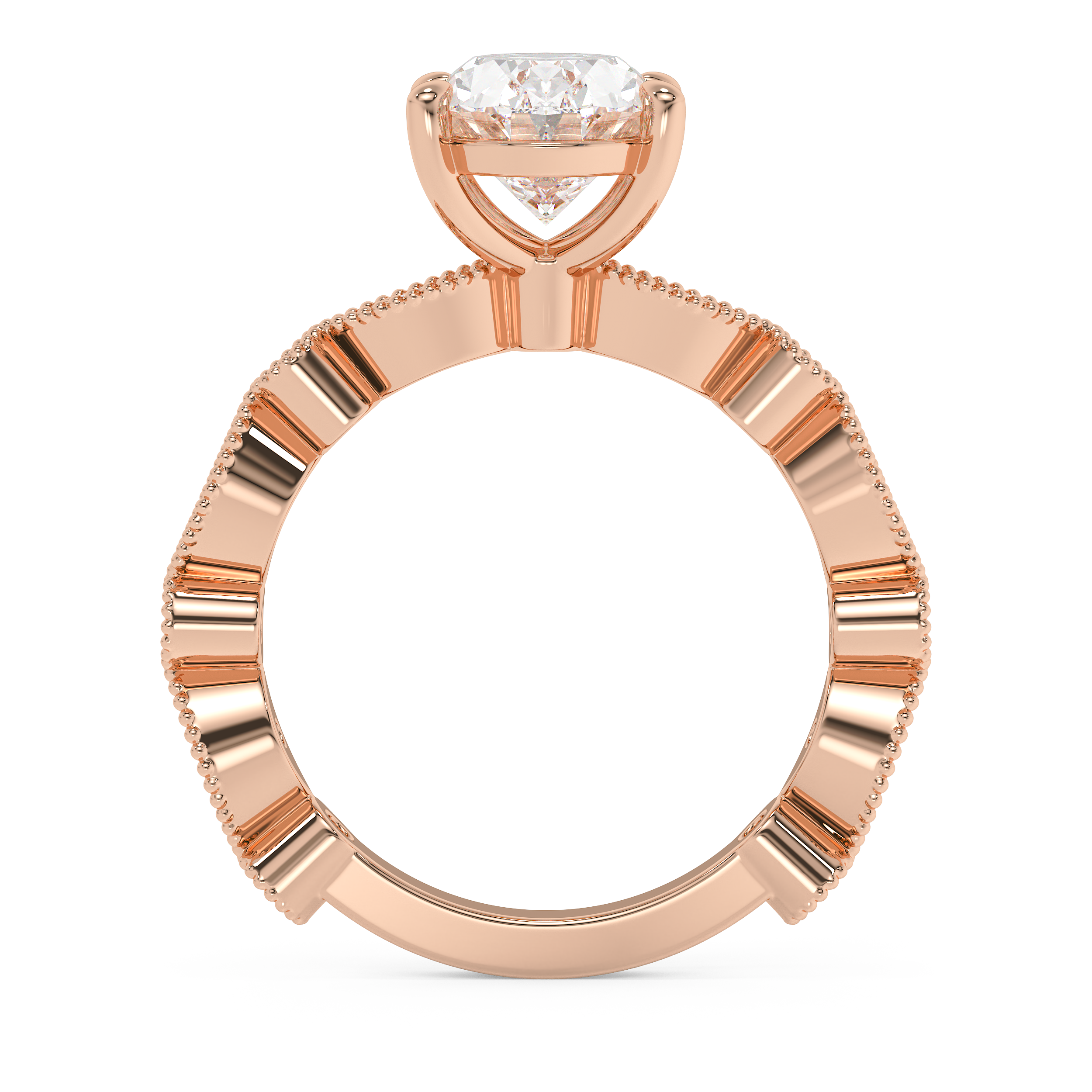 Oval Milgrain Pave Lab Grown Diamond Engagement Ring