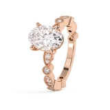Oval Milgrain Pave Lab Grown Diamond Engagement Ring