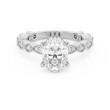 Oval Milgrain Pave Lab Grown Diamond Engagement Ring