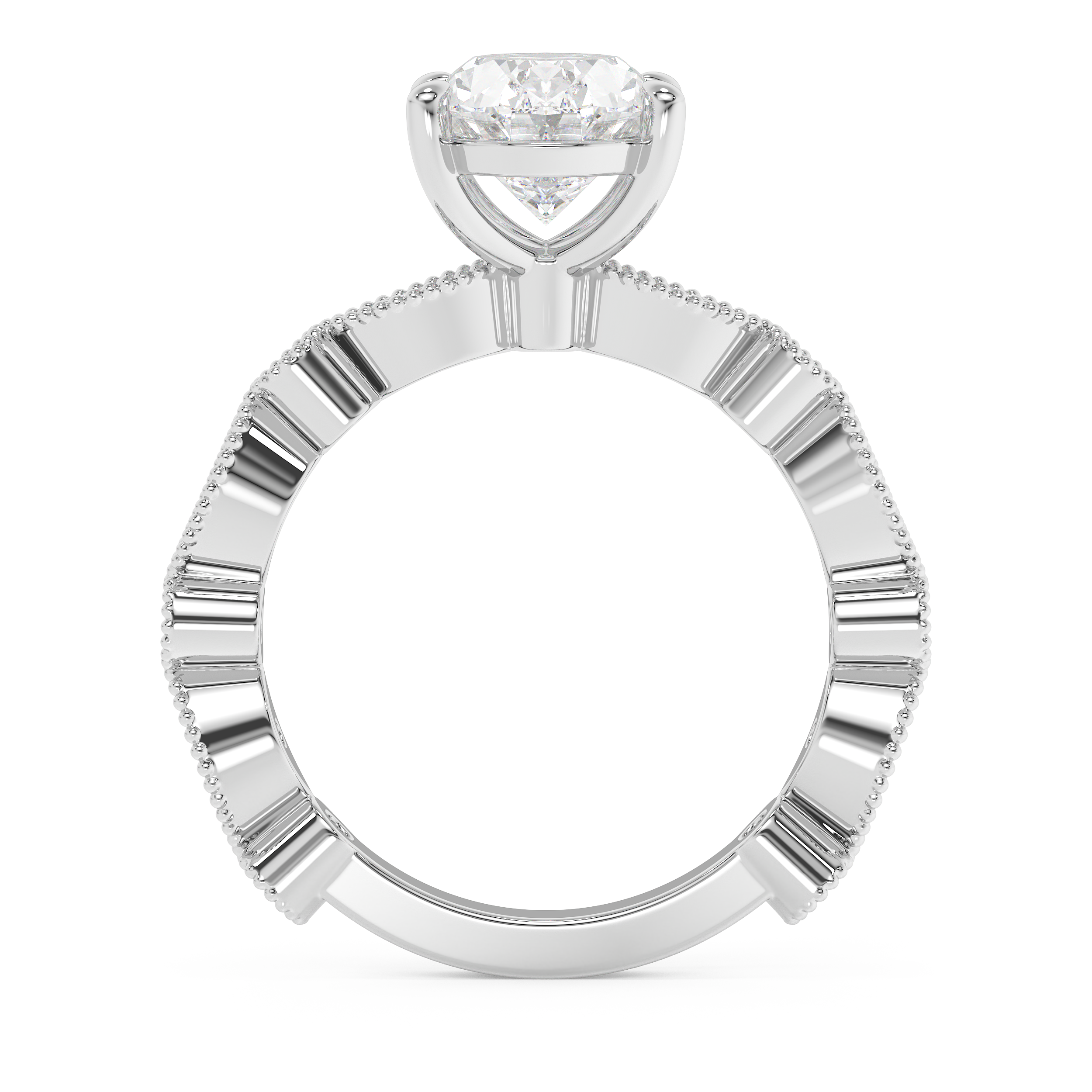 Oval Milgrain Pave Lab Grown Diamond Engagement Ring