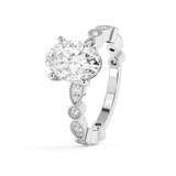 Oval Milgrain Pave Lab Grown Diamond Engagement Ring