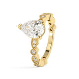 Pear Milgrain Pave Lab Grown Diamond Engagement Ring