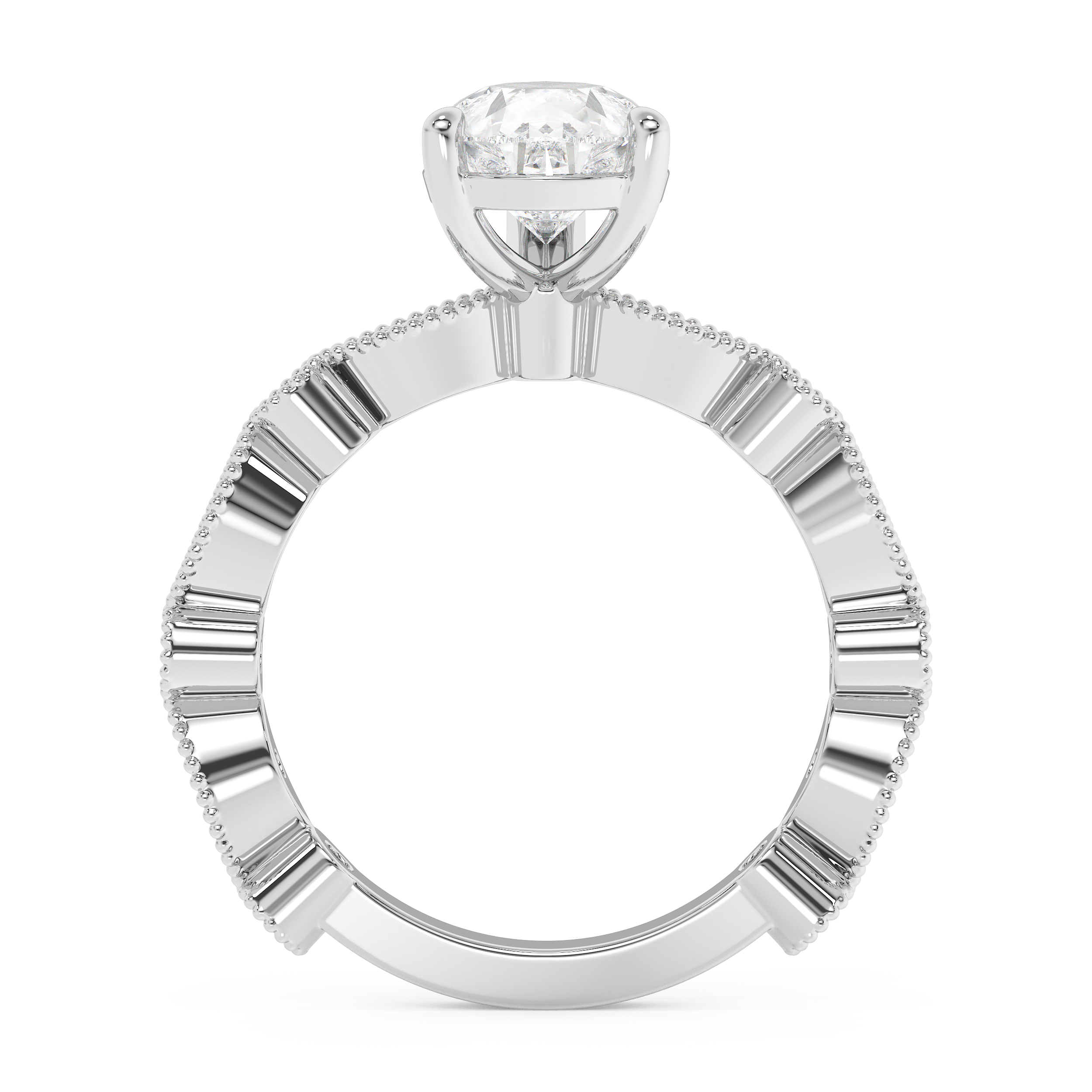 Pear Milgrain Pave Lab Grown Diamond Engagement Ring