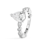Pear Milgrain Pave Lab Grown Diamond Engagement Ring