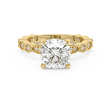 Cushion Milgrain Pave Lab Grown Diamond Engagement Ring