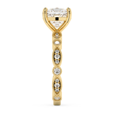 Cushion Milgrain Pave Lab Grown Diamond Engagement Ring