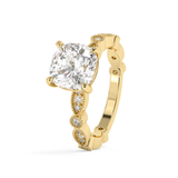 Cushion Milgrain Pave Lab Grown Diamond Engagement Ring