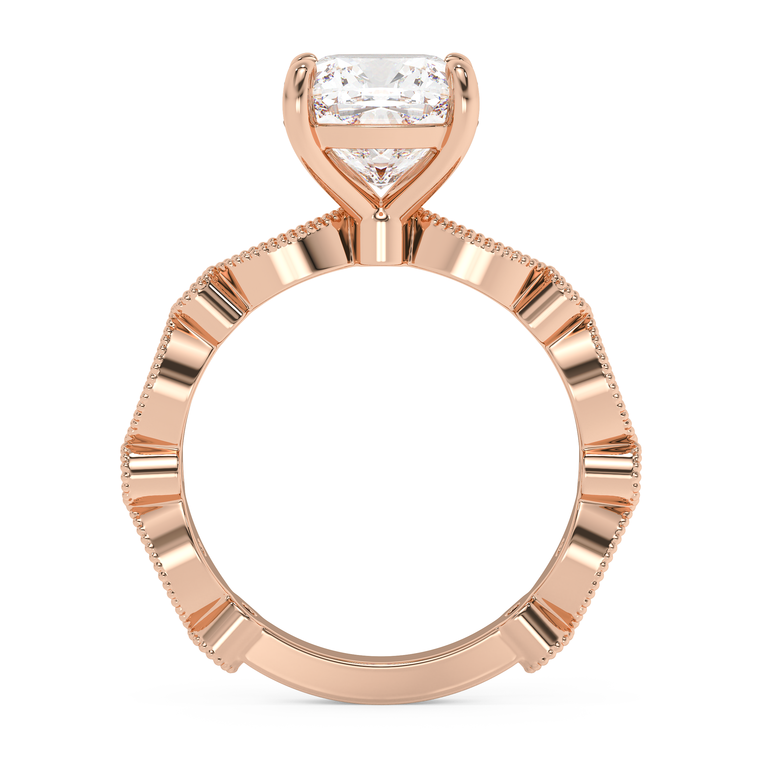 Cushion Milgrain Pave Lab Grown Diamond Engagement Ring