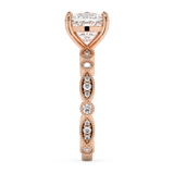 Cushion Milgrain Pave Lab Grown Diamond Engagement Ring