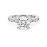 Cushion Milgrain Pave Lab Grown Diamond Engagement Ring