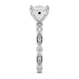 Cushion Milgrain Pave Lab Grown Diamond Engagement Ring