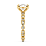 Elongated Cushion Milgrain Pave Lab Grown Diamond Engagement Ring